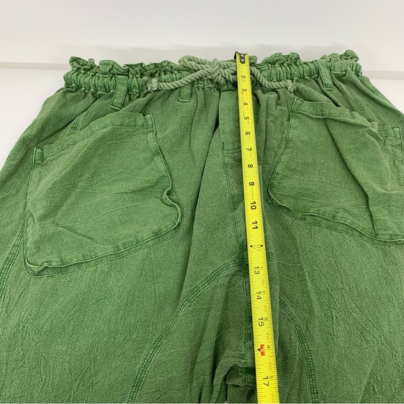 Free People Runyon Drop Crotch Cropped Wide Leg Oversized Green Pants Size XS - Picture 12 of 16